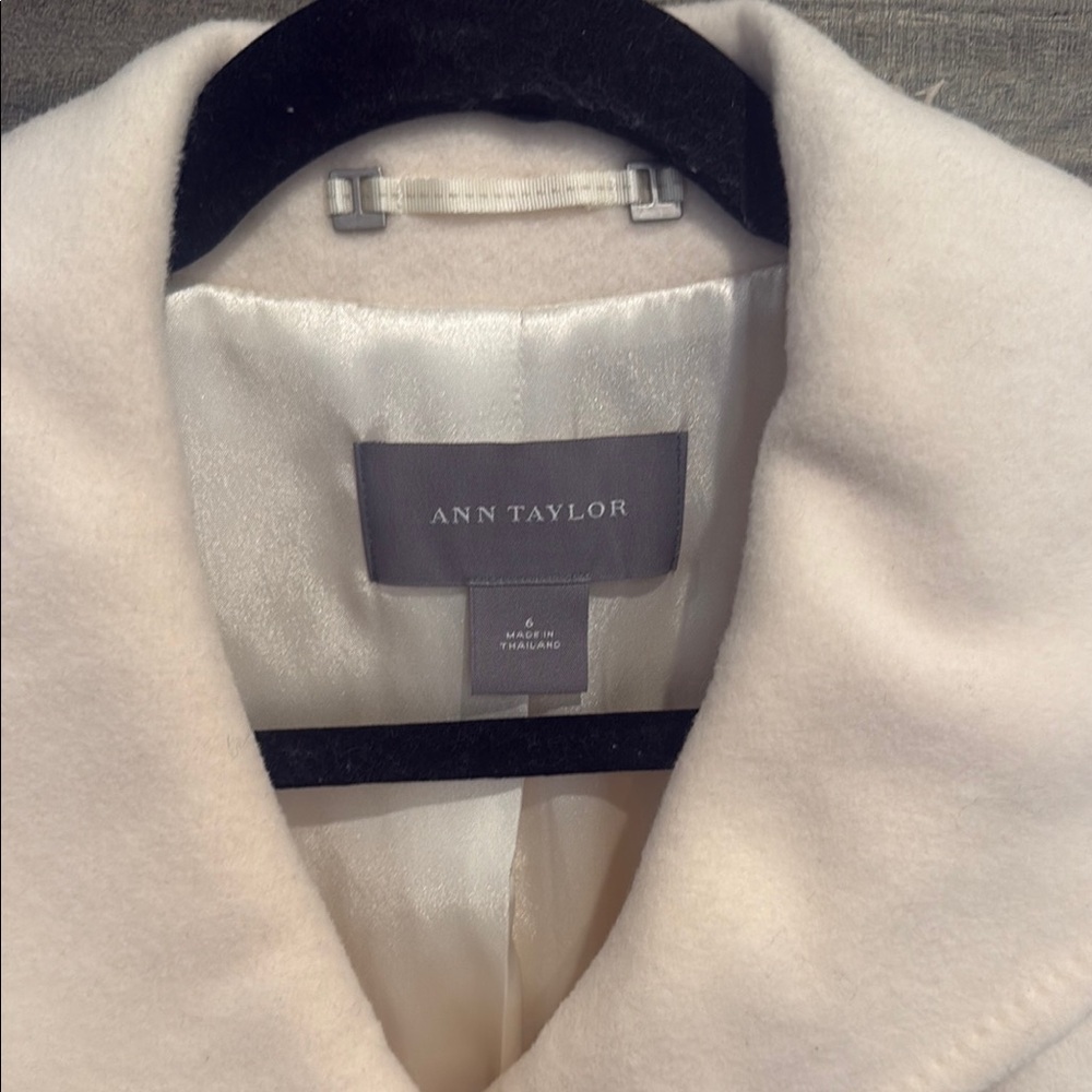 Ann Taylor Cream Pea Coat with Button Accents - Picture 2 of 4